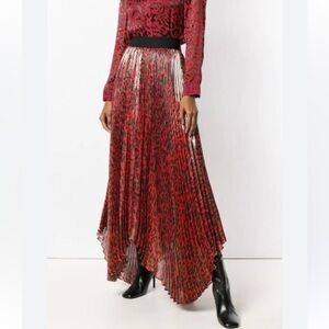 Alice + Olivia Skirt Katz Metallic Leopard Print Pleated Maxi Skirt size 0